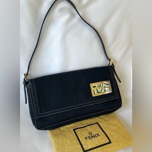 Fendi Denim Canvas baguette Shoulder Bag perfect